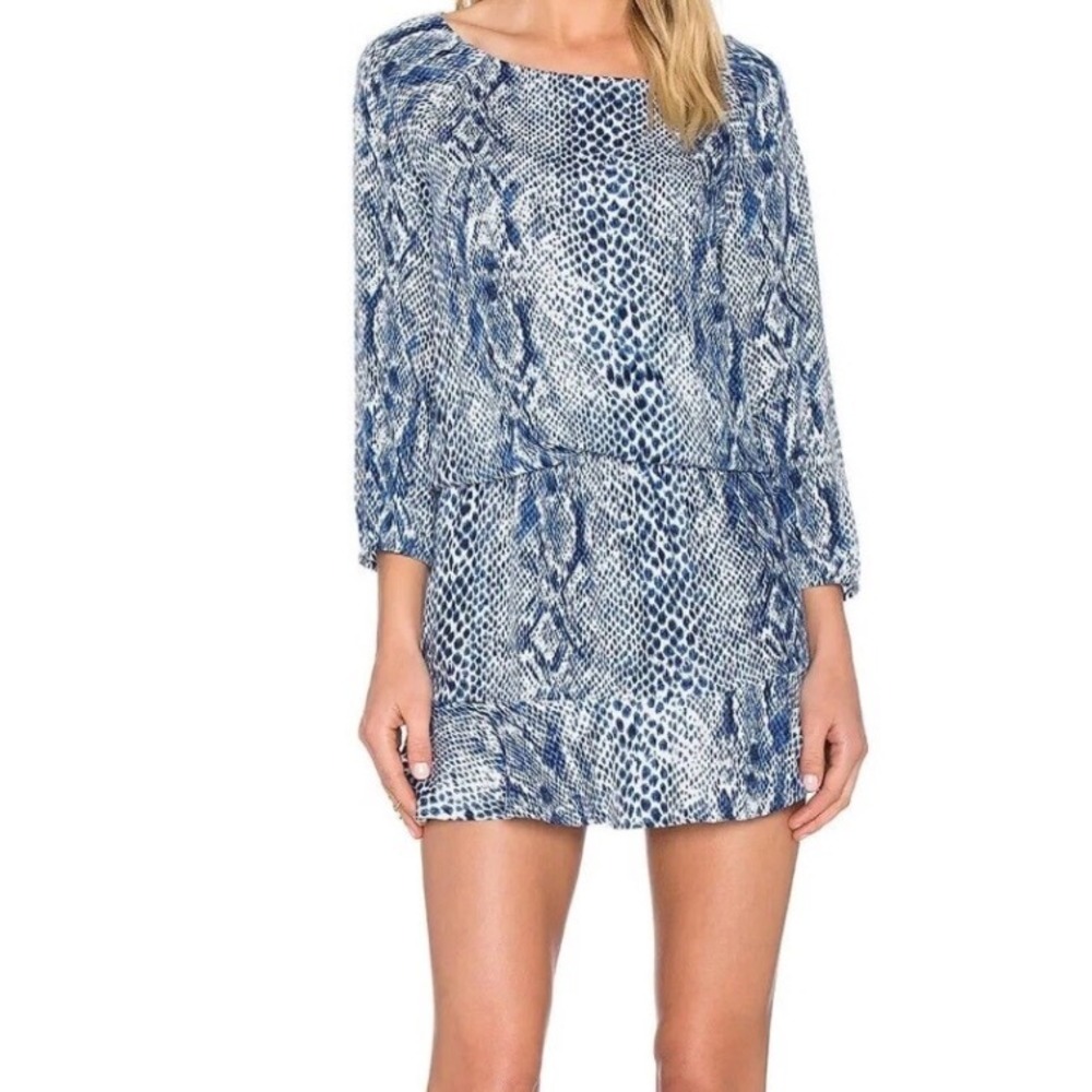 NWOT Soft Joie Arryn Snakeskin Blue and White Mini Dress, Women's Size‎ XS